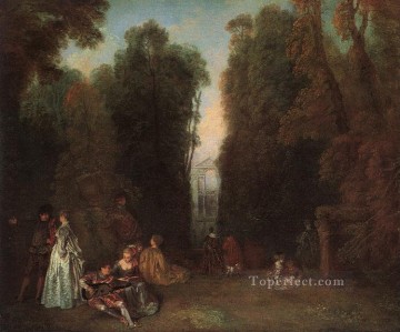 Vista a través de los árboles en el parque de Pierre Crozat Jean Antoine Watteau Rococó Pinturas al óleo